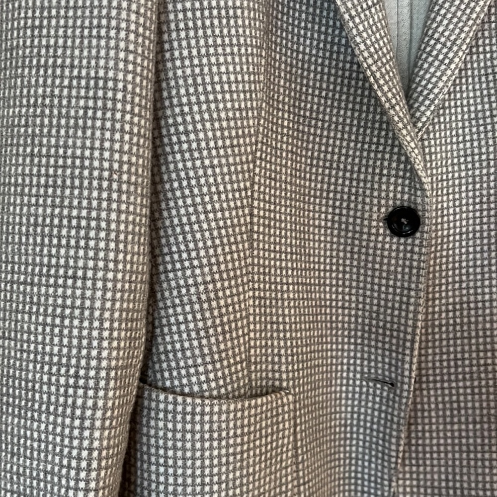 Grey Knit Eleventy Womens Waffle 2 Button Blazer - image 2